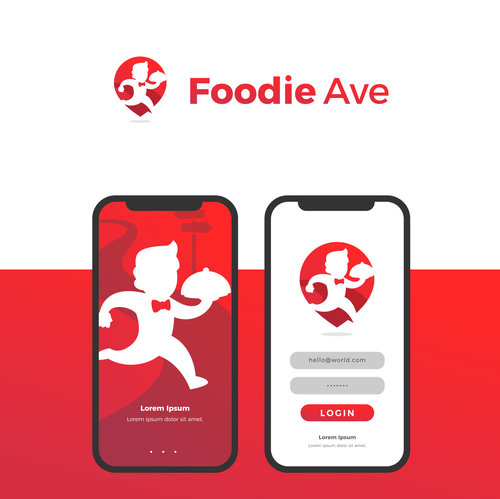 App store neon logo with the title 'Foodie Ave'