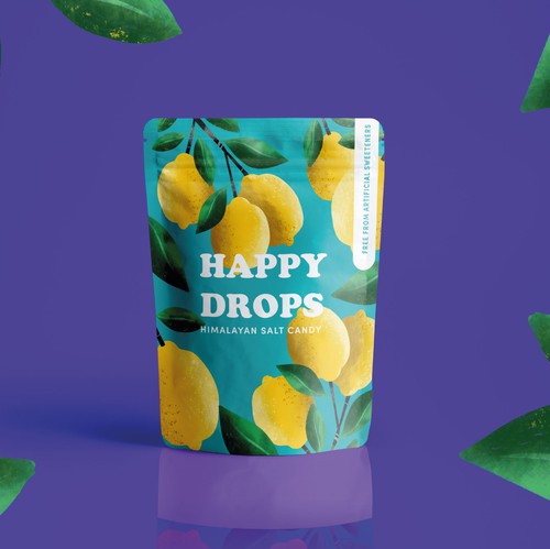 Candy packaging with the title 'Lemon candy that pops out'