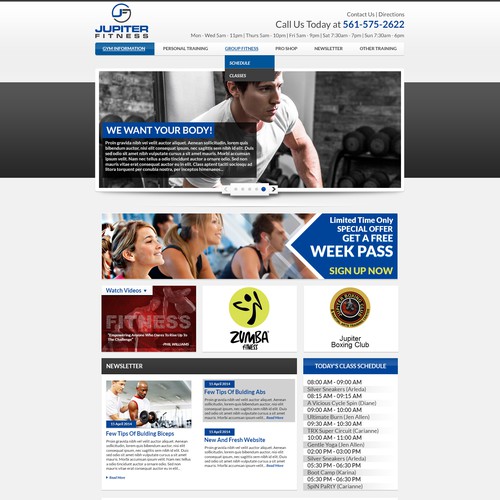 Gym website with the title 'NEW WEBSITE FOR GYM!!!'