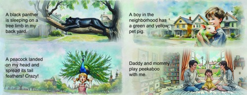 Illustrated design with the title 'Interior design of the book "Jules Can Read, Part 2: Sentences"'