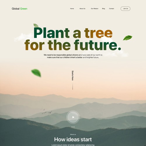 Natural website with the title 'nature, modern'