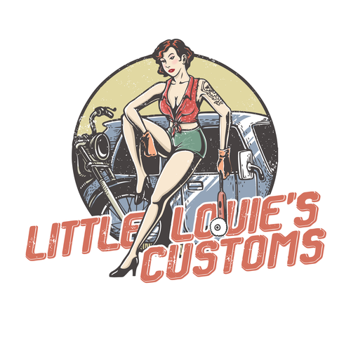Pin-up girl logo with the title 'automotive'