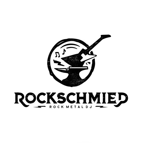 DJ design with the title 'Logo Design for Rockschmied - Rock Metal DJ'