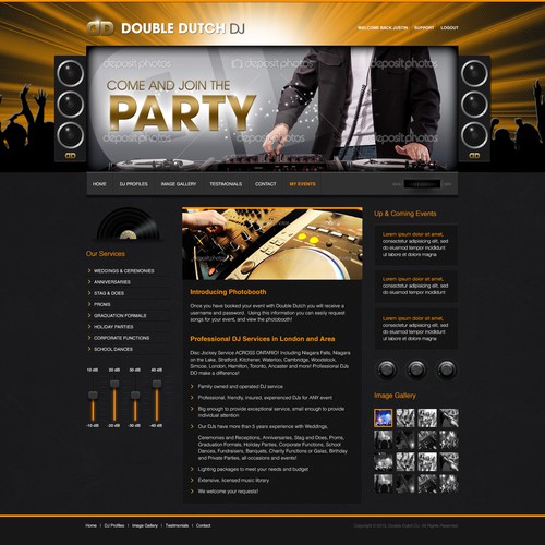 Music website with the title 'Party DJ Services for Events & Concerts'