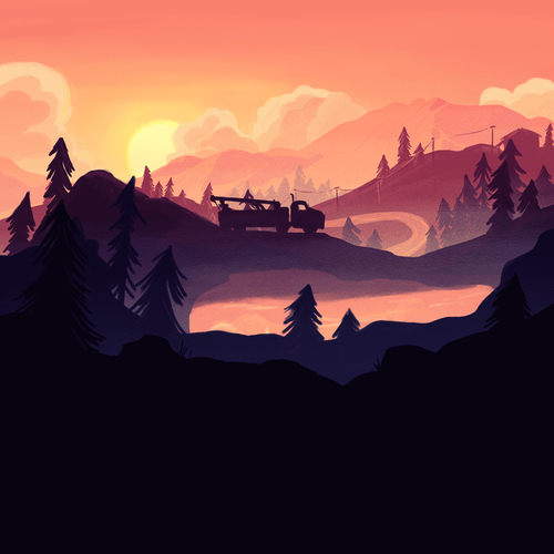 Mountain artwork with the title 'Fading landscape'