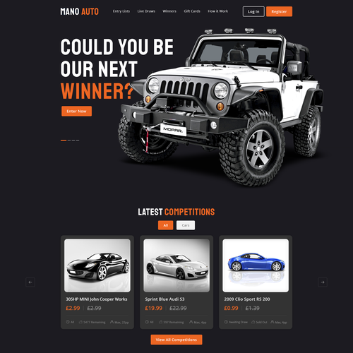 Automotive website with the title 'Mano Auto'