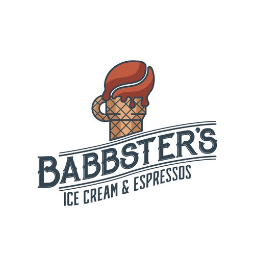 Cone design with the title 'Ice cream and coffee shop'