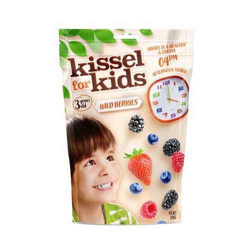 Powder packaging with the title 'Kissel for Kids'