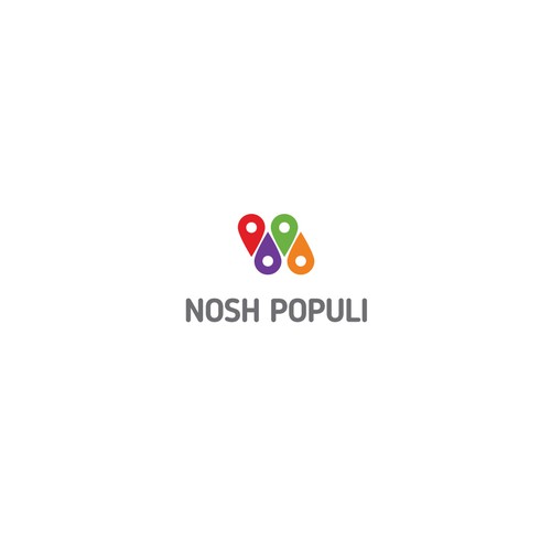 Location logo with the title 'Concept for Nosh Populi, a food & travel recommendation site'