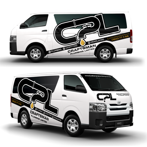 Wrap design with the title 'wrapping car CRAFTMAN PLUMBING'