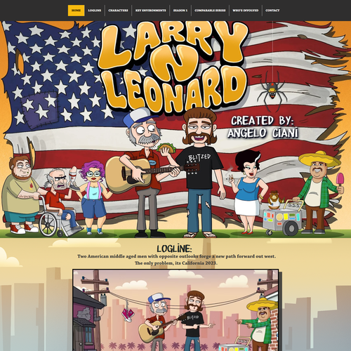 TV design with the title 'WEBSITE DESIGN FOR ENTERTAINMENT SHOW - LARRY 'N LEONARD'