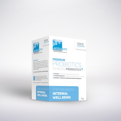Pharmaceutical packaging with the title 'Packaging design Entrapro'