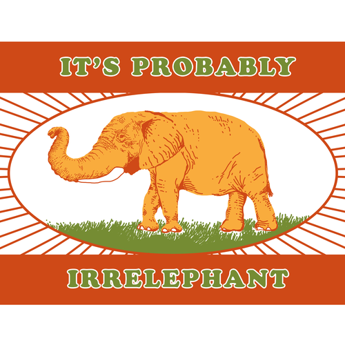 Elephant t-shirt with the title 'Irrelephant illustration 2'