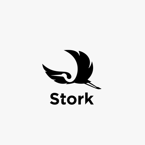 Iconic logo with the title 'Logo concept for Stork mobile network provider for travelers'