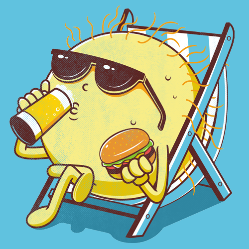 Burger design with the title 'The Sun'