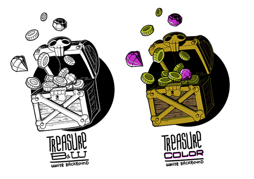 Board game design with the title '"Treasure Chest" Graphic'