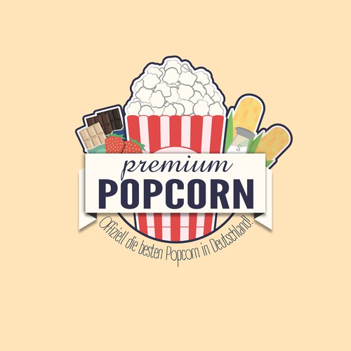 Popcorn logo with the title 'Premium popcorn logo'