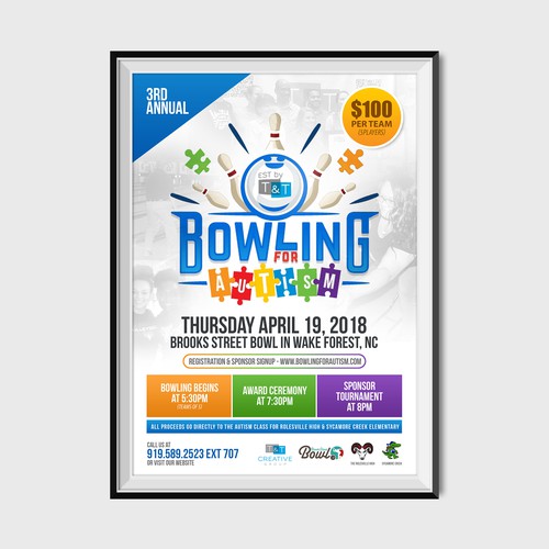 Autism design with the title 'Bowling for Autism Poster Design'