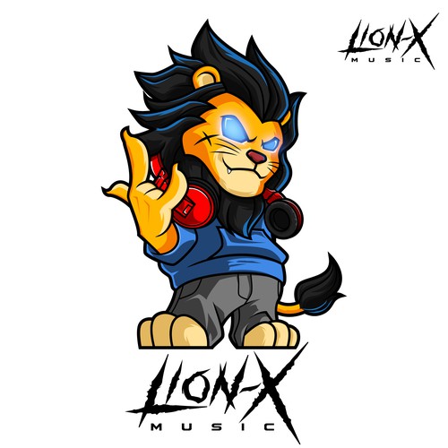 DJ design with the title 'edm dj lion-x'