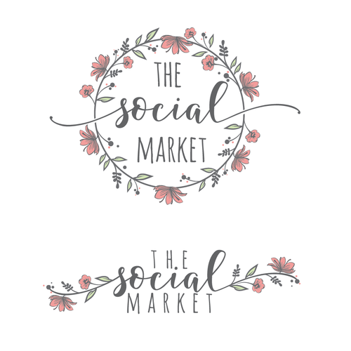 Decorative design with the title 'Whimsical Floral Frame Logo'