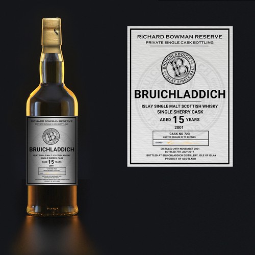 Whiskey label with the title 'Label design'