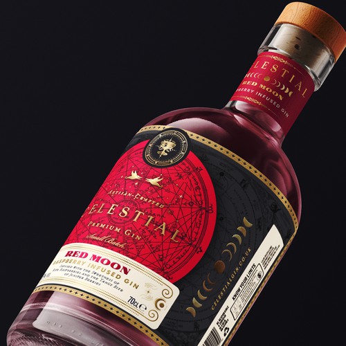 Gin label with the title 'Celestial Gin'