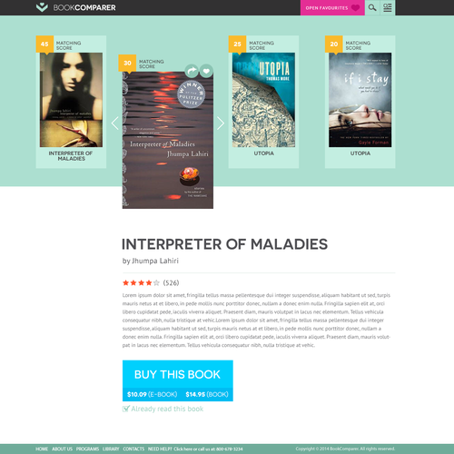 Book website with the title 'webpage 2 design'