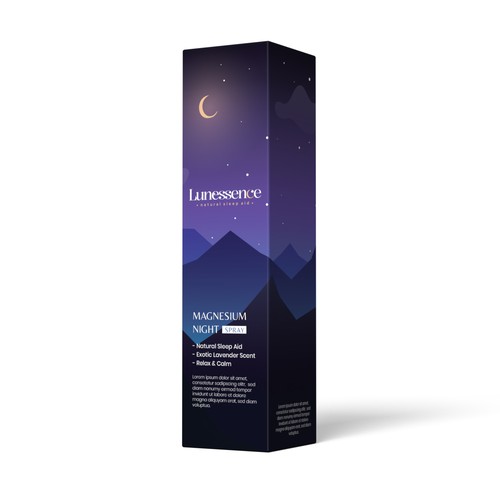 Fragrance design with the title 'Design a Tranquil, Elegant Packaging Box for a Premium Sleep Aid Brand '