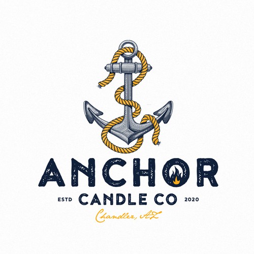 Nautical logo with the title 'Anchor Candle Co'