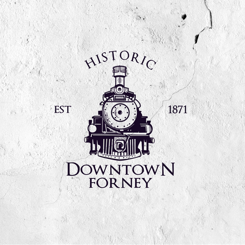 Train logo with the title 'Historic Downtown Forney '
