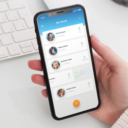 White and blue design with the title 'Kiddemy Mobile App'