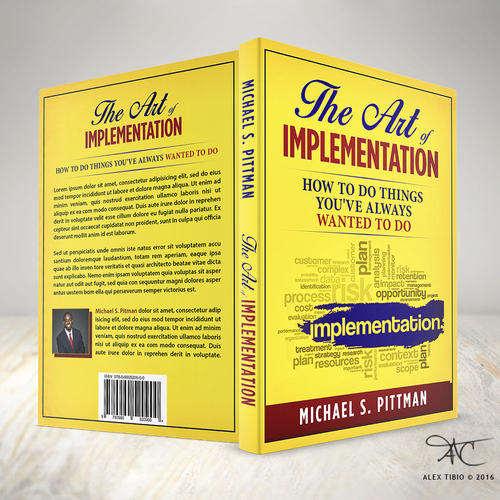 Guide book cover with the title 'Full cover design for Michael S. Pittman's "The Art of Implementation".'