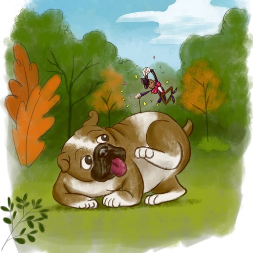 Tree artwork with the title 'The Dog and the Flea'