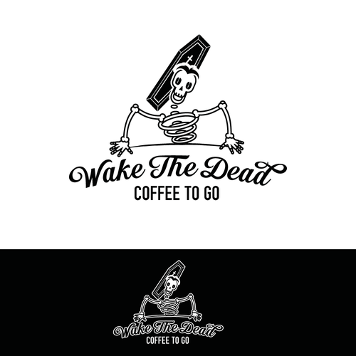 Skeleton logo with the title 'Logo concept for coffee to go'