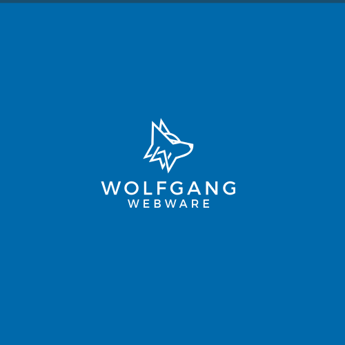 Wolf logo with the title 'Minimal Logo Desing for Wolfgang Webware'