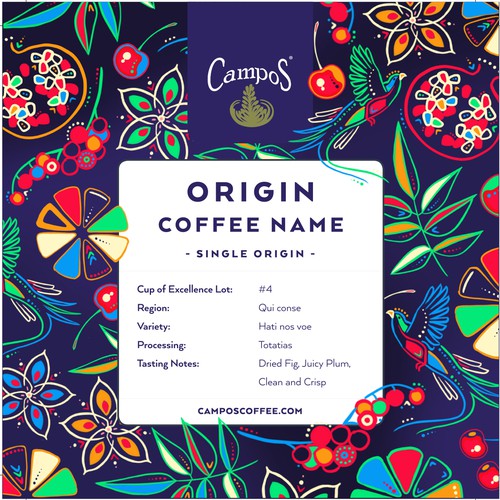 Detailed illustration with the title 'Bright and joyful mood of Panama’s coffee'