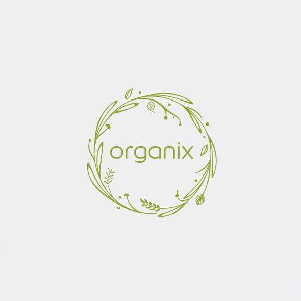 Frame design with the title 'Modern logo with organic feel'