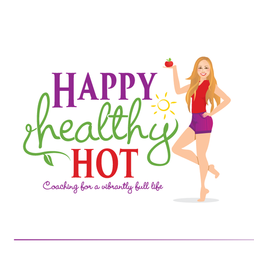 Vibrant logo with the title 'Create a bold, playful, and richly vibrant logo that embodies Happy Healthy Hot Coaching!'