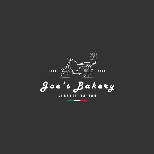 Vespa design with the title 'Joe's Bakery'