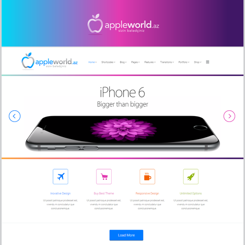 Apple logo with the title 'Create logo for information/news site about Apple products/services iniOS 8/ Flat UI design style'