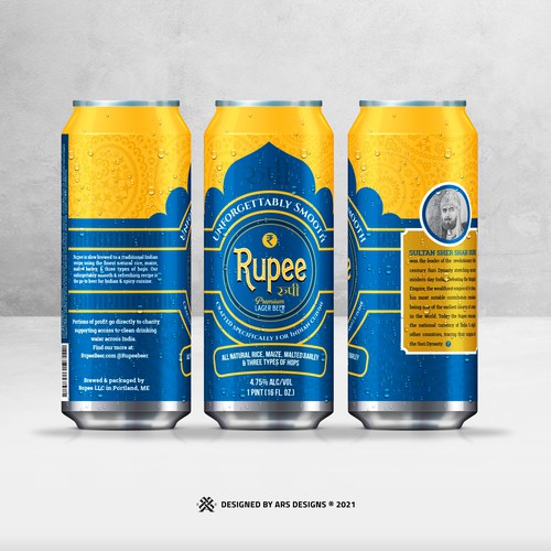 Yellow label with the title 'Beer label design'