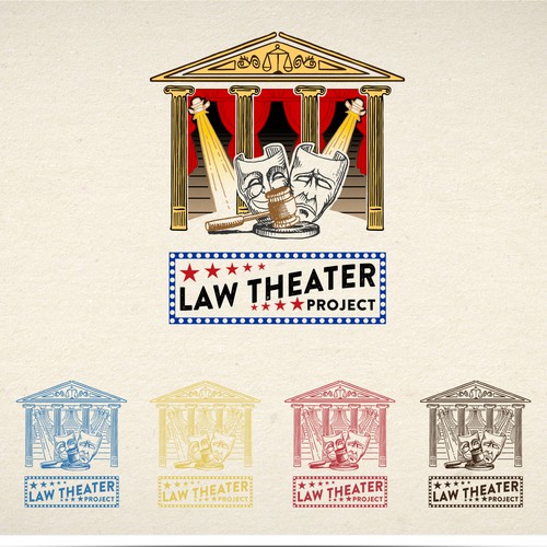Lawyer logo with the title 'logo The Law Theater'