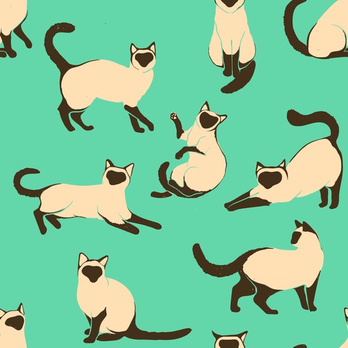Fabric illustration with the title 'Cat Pattern'