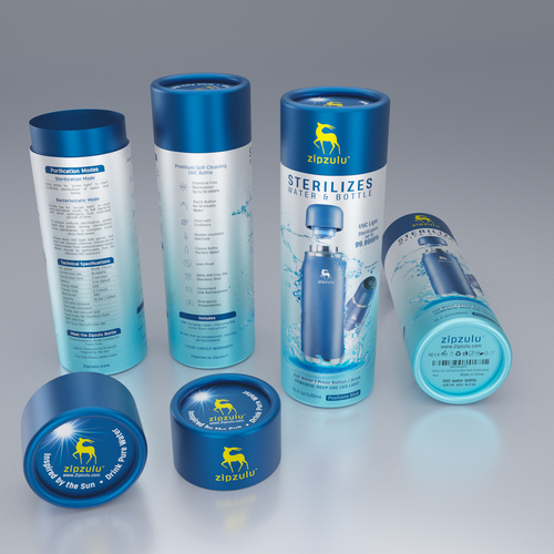 Tube packaging with the title 'Instruction Manual Upgrade - Zipzulu UVC Water Bottle'