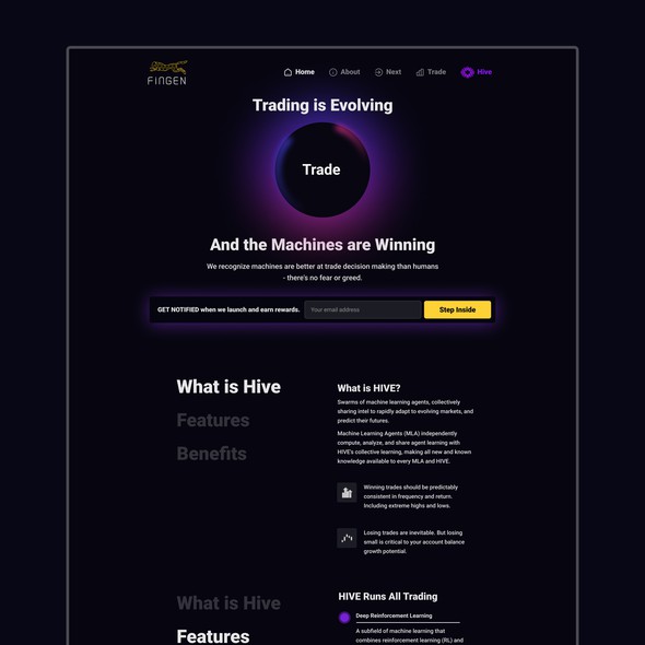 Portfolio website with the title 'Trading automation landing page'