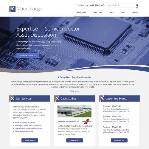 Industrial website with the title 'Homepage Design'