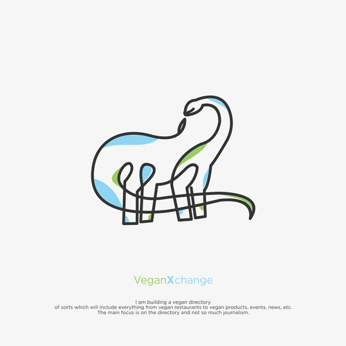 Dinosaur logo with the title 'VeganXchange'