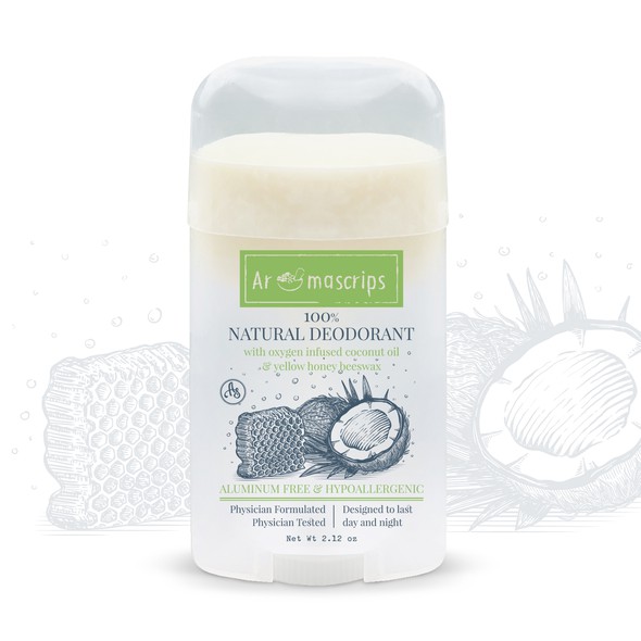 Engraving artwork with the title 'Natural Deodorant'