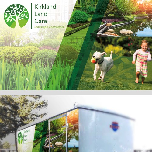 Trailer wrap design with the title 'Kirkland Land Care Trailer Wrap'