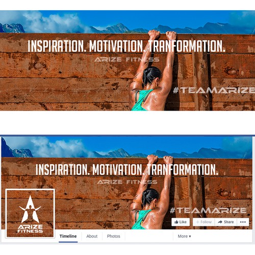 Heaven design with the title 'Facebook cover for Arize Fitness'